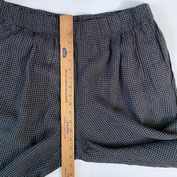 Eileen Fisher Puckered Organic Linen Tapered Ankle Pant in Black Check Size 1X - Picture 6 of 11